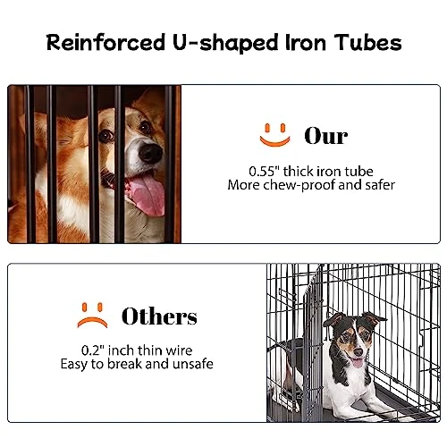 Dog Crate Furniture, 39.37" Double Doors Wooden Dog Kennel End Table, Indoor Dog House End Table Furniture Style For Small/Medium/Large Dogs Anti-Chew Crate,Retro Brown 2 Dog Crate Furniture, 39.37" Double Doors Wooden Dog Kennel End Table, Indoor Dog House End Table Furniture Style For Small/Medium/Large Dogs Anti-Chew Crate,Retro Brown - Image 2