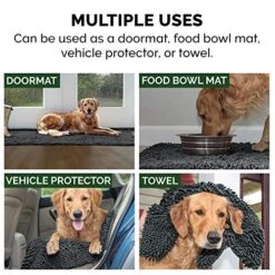 Furhaven 60" X 48" Highly Absorbent Dog Door Mat For Muddy Paws, 100% Washable, Perfect For Entryway, Kitchen, & Bathroom Use - Chenille Shammy Rug - Charcoal (Gray), Jumbo Plus/XXXL -Dog Supplies Store 51U19aFhFoL