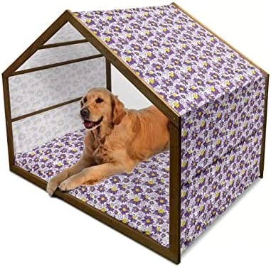 Lunarable Oktoberfest Wooden Dog House, Salty Pretzels On Diamond Pattern Deutschland Country Snacks Food, Outdoor & Indoor Portable Dog Kennel With Pillow And Cover, X-Large, Sky Blue Ivory Redwood 14 Lunarable Oktoberfest Wooden Dog House, Salty Pretzels On Diamond Pattern Deutschland Country Snacks Food, Outdoor & Indoor Portable Dog Kennel With Pillow And Cover, X-Large, Sky Blue Ivory Redwood - Image 14