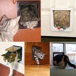 XIAOYU Interior 4 Ways Locking Cat Dog Door & Flaps, Brown, Large -Dog Supplies Store 51UTSC6nflL