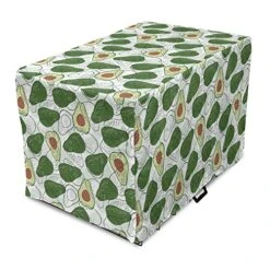 Ambesonne Food Dog Crate Cover, Assortment Of Exotic Shapes Illustration Sketched HDrawn Vanished Colors Print, Easy To Use Pet Kennel Cover For Small Dogs Puppies Kittens, 18 Inch, Pale Green Umber