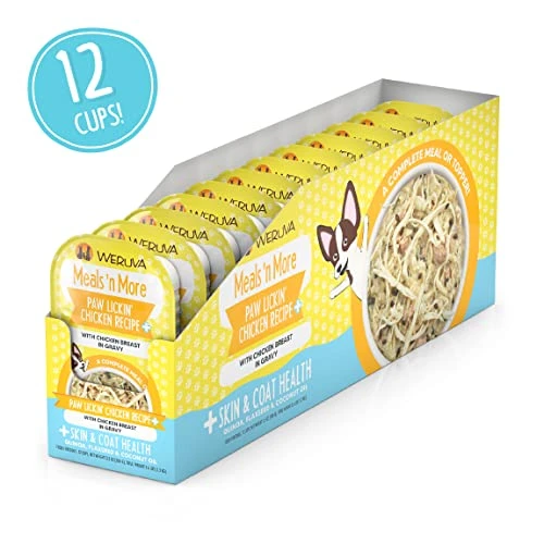 Weruva Dog Meals 'n More Natural Wet Dog Food, Paw Lickin’ Chicken Recipe Plus Skin & Coat Health, 3.5oz Cup (Pack Of 12) 2 Weruva Dog Meals 'n More Natural Wet Dog Food, Paw Lickin’ Chicken Recipe Plus Skin & Coat Health, 3.5oz Cup (Pack Of 12) - Image 2