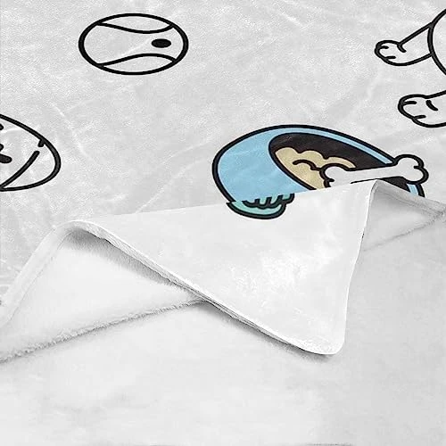 InterestPrint Bed Blankets Dog Paw Bone Food Bowl Ball Toy Throw Blanket For Couch Durable Blanket Warm Blanket For Everyone 70"(W) X 80"(L) 3 InterestPrint Bed Blankets Dog Paw Bone Food Bowl Ball Toy Throw Blanket For Couch Durable Blanket Warm Blanket For Everyone 70"(W) X 80"(L) - Image 3