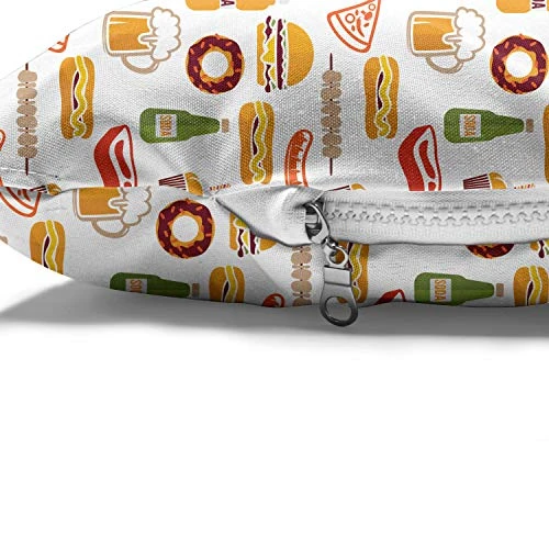 Ambesonne Food Pet Bed, Minimalist Fast Food Pattern With Hamburger Soda Donuts Beer Cupcake Kebab Hot Dog, Chew Resistant Pad For Dogs And Cats Cushion With Removable Cover, 24" X 39", Multicolor 5 Ambesonne Food Pet Bed, Minimalist Fast Food Pattern With Hamburger Soda Donuts Beer Cupcake Kebab Hot Dog, Chew Resistant Pad For Dogs And Cats Cushion With Removable Cover, 24" X 39", Multicolor - Image 5