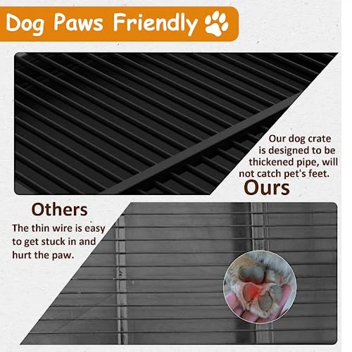 Tuanlove 48" Dog Crate Heavy Duty Indestructible Dog Crate, High Anxiety Dog Crate With Lockable Wheels Double Doors & Locks Design, Removable Tray Design, Upgraded (Silver) 7 Tuanlove 48" Dog Crate Heavy Duty Indestructible Dog Crate, High Anxiety Dog Crate With Lockable Wheels Double Doors & Locks Design, Removable Tray Design, Upgraded (Silver) - Image 7