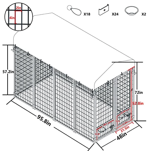 VEIKOU Dog Kennel Outdoor, 8' X 6' X 4' Dog Kennel Large, Dog Kennel W/Rotate Feeding Doors, Upgraded Canopy Dog Kennel For Yard W/Powder Coated Steel Frame 2 VEIKOU Dog Kennel Outdoor, 8' X 6' X 4' Dog Kennel Large, Dog Kennel W/Rotate Feeding Doors, Upgraded Canopy Dog Kennel For Yard W/Powder Coated Steel Frame - Image 2
