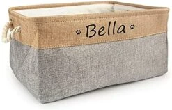 Xingfa Personalized Dog Toy Basket With Name,Custom Dog Toy Basket,Paw Prints Pet Food Storage Container,Dog Toy Box For Small Dogs,New Puppy Supplies (Beige,L 41X32X21cm) 29 Xingfa Personalized Dog Toy Basket With Name,Custom Dog Toy Basket,Paw Prints Pet Food Storage Container,Dog Toy Box For Small Dogs,New Puppy Supplies (Beige,L 41X32X21cm) -Dog Supplies Store 51YHAv7Ko8L. AC