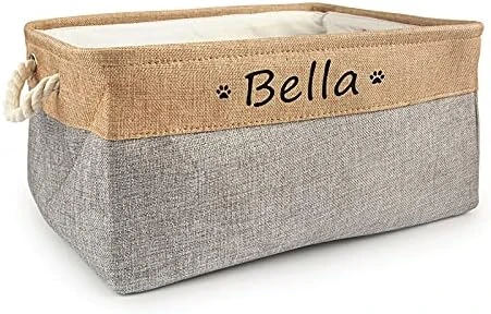 Xingfa Personalized Dog Toy Basket With Name,Custom Dog Toy Basket,Paw Prints Pet Food Storage Container,Dog Toy Box For Small Dogs,New Puppy Supplies (Beige,L 41X32X21cm) 15 Xingfa Personalized Dog Toy Basket With Name,Custom Dog Toy Basket,Paw Prints Pet Food Storage Container,Dog Toy Box For Small Dogs,New Puppy Supplies (Beige,L 41X32X21cm) - Image 15