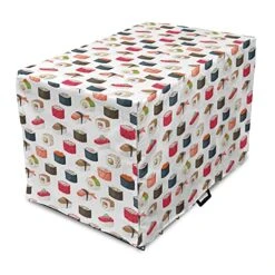 Ambesonne Sushi Dog Crate Cover, Yummy Sushi Rolls Japanese Maki And Nigiri Food Rice And Tuna Traditional Meal, Easy To Use Pet Kennel Cover For Small Dogs Puppies Kittens, 22 Inch, Dark Grey Blush