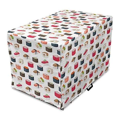 Ambesonne Sushi Dog Crate Cover, Yummy Sushi Rolls Japanese Maki And Nigiri Food Rice And Tuna Traditional Meal, Easy To Use Pet Kennel Cover For Small Dogs Puppies Kittens, 22 Inch, Dark Grey Blush 1 Ambesonne Sushi Dog Crate Cover, Yummy Sushi Rolls Japanese Maki And Nigiri Food Rice And Tuna Traditional Meal, Easy To Use Pet Kennel Cover For Small Dogs Puppies Kittens, 22 Inch, Dark Grey Blush
