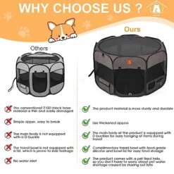 Ebyte Portable Foldable Pet Playpen/Dog Playpen For Small Dogs/Dog Enclosure/Cat Play Pen For Indoors Or Outdoor/Kennel/Tent/Free Travel Bowl+Carrying Case/with Removable Shade Cover (Brown) -Dog Supplies Store 51aHwYIcCUL