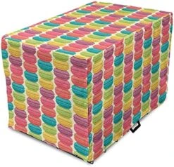 Lunarable Desert Dog Crate Cover, Stacks Of Colorful Macaroons Cream Tone Backdrop Traditional French Food, Easy To Use Pet Kennel Cover For Small Dogs Puppies Kittens, 48 Inch, Multicolor -Dog Supplies Store 51afagL8ysL. AC