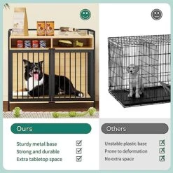 YITAHOME XL Dog Crate Furniture 41" With 2 Drawers, Large Dog Kennel End Table, Wooden Dog Cage Indoor Dog House Pet Crate Table With Double Doors For Large Small Medium Dogs, Walnut Color -Dog Supplies Store 51b7EXsRymL