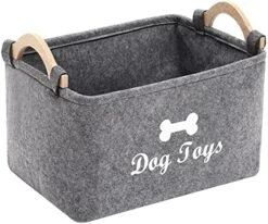 Morezi Felt Pet Toy Box And Dog Toy Box Storage Basket Chest Organizer - Perfect For Organizing Pet Toys, Blankets, Leashes And Food - Dog Toy - Dark Grey -Dog Supplies Store 51cYVGQ5ztL. AC
