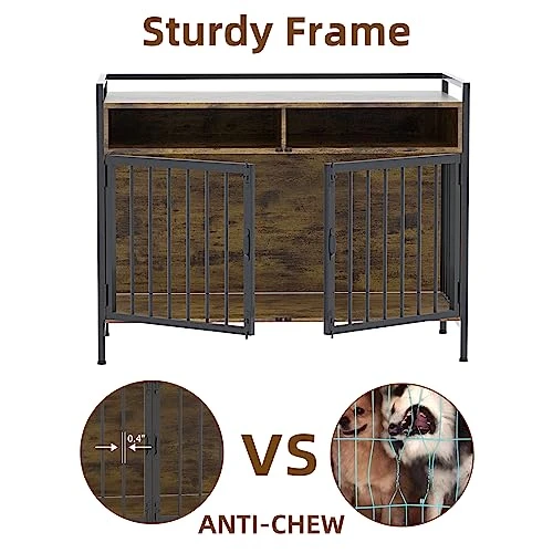 GGUL Furniture Dog Crate Large Dog, Heavy Duty Dog Cages For Medium/Small Dogs Indoor, Super Sturdy Large Dog Kennel With Storage And Anti-Chew 41 Inch 5 GGUL Furniture Dog Crate Large Dog, Heavy Duty Dog Cages For Medium/Small Dogs Indoor, Super Sturdy Large Dog Kennel With Storage And Anti-Chew 41 Inch - Image 5