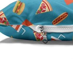 Ambesonne Food Pet Bed, Delicious Doodle Of Donuts Hot Dog Soda Cup Hamburger Fries And Pizza Slices, Chew Resistant Pad For Dogs And Cats Cushion With Removable Cover, 24" X 39", Sea Blue Multicolor -Dog Supplies Store 51cxCRlrlyL