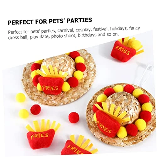 PATKAW 5pcs Cat Dog Straw Hat Mexican Outfit Mexico Hat Summer Outfits French Fry Costume Pet Headgear Cat Cap Decorative Dog Hat Pet Straw Hat Pet Costume Supplies To Weave Small Animals 2 PATKAW 5pcs Cat Dog Straw Hat Mexican Outfit Mexico Hat Summer Outfits French Fry Costume Pet Headgear Cat Cap Decorative Dog Hat Pet Straw Hat Pet Costume Supplies To Weave Small Animals - Image 2