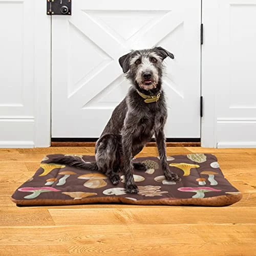 Poeticcity Mushrooms Natural Fungus Mushrooming Organic Food On Brown Dog Cat Bed Mat, Soft Crate Pad Mattress Cushion For Small Medium Pets, Anti Slip Sleeping Kennel Mat Washable & Dry 24x18 Inch 6 Poeticcity Mushrooms Natural Fungus Mushrooming Organic Food On Brown Dog Cat Bed Mat, Soft Crate Pad Mattress Cushion For Small Medium Pets, Anti Slip Sleeping Kennel Mat Washable & Dry 24x18 Inch - Image 6