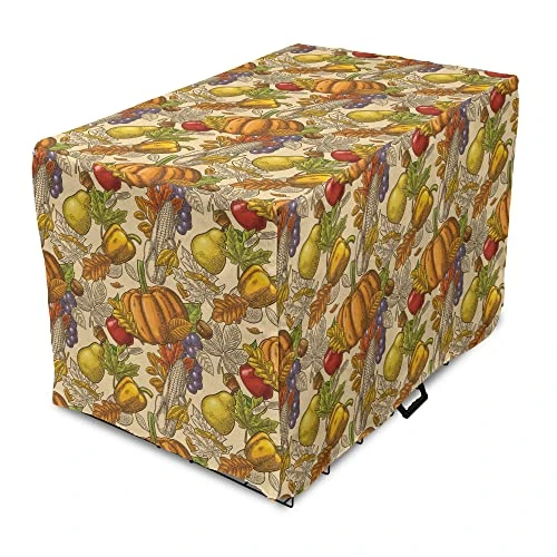 Lunarable Harvest Dog Crate Cover, Happy Thanksgiving Food Pumpkin Tomato Corn Pepper Maple Leaf Acorn Cooking Theme, Easy To Use Pet Kennel Cover For Small Dogs Puppies Kittens, 48 Inch, Multicolor 1 Lunarable Harvest Dog Crate Cover, Happy Thanksgiving Food Pumpkin Tomato Corn Pepper Maple Leaf Acorn Cooking Theme, Easy To Use Pet Kennel Cover For Small Dogs Puppies Kittens, 48 Inch, Multicolor