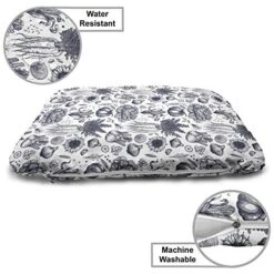 Ambesonne Vegetable Pet Bed, Vintage Monochrome Drawn Food Pattern With Autumn Harvest Crops Art, Chew Resistant Pad For Dogs And Cats Cushion With Removable Cover, 24" X 39", Dark Blue Grey And White -Dog Supplies Store 51dWrq43xvL