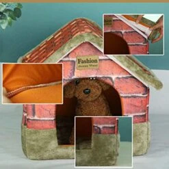 SENERY Vintage Brick Portable Indoor Pet Bed Soft Warm Dog House Comfortable Eco-Friendly Cat Sweet Room -Dog Supplies Store 51dblZjcIbL