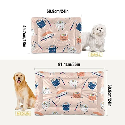 Cartoon Food Sushi Sashimi Dog Bed Mat Soft Crate Pad Washable Anti-Slip Mattress For 36 X 24 In Dogs And Cats Kennel Pad 3 Cartoon Food Sushi Sashimi Dog Bed Mat Soft Crate Pad Washable Anti-Slip Mattress For 36 X 24 In Dogs And Cats Kennel Pad - Image 3