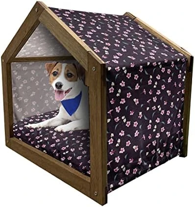 Ambesonne Green And Yellow Wooden Dog House, Rhombus Pineapple With Blooming Foliage Organic Food Design, Indoor & Outdoor Portable Dog Kennel With Pillow And Cover, X-Large, Fern Green And Yellow 2 Ambesonne Green And Yellow Wooden Dog House, Rhombus Pineapple With Blooming Foliage Organic Food Design, Indoor & Outdoor Portable Dog Kennel With Pillow And Cover, X-Large, Fern Green And Yellow - Image 2