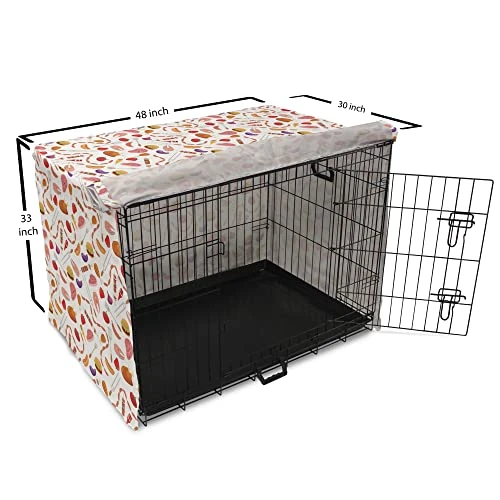 Lunarable BBQ Party Dog Crate Cover, Grilling Themed Food Elements Hamburger Hotdog Steak And Sausage Pattern Cooking, Easy To Use Pet Kennel Cover For Small Dogs Puppies Kittens, 48 Inch, Multicolor 6 Lunarable BBQ Party Dog Crate Cover, Grilling Themed Food Elements Hamburger Hotdog Steak And Sausage Pattern Cooking, Easy To Use Pet Kennel Cover For Small Dogs Puppies Kittens, 48 Inch, Multicolor - Image 6