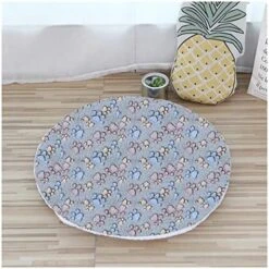 UNOVAP Soft Pet Dog Mat Cotton Paws Footprints Washable Round Pet Blanket Double-Sided Warm Sleeping Bed (Color : Coffee, Size : Diameter 50cm) -Dog Supplies Store 51eIaKn6qiL. AC