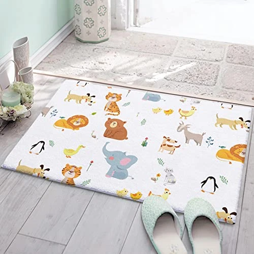 Cartoon Animal Zoo Decorative Doormat 18"x30", Non Slip Non Shedding Absorbent Indoor Area Rug, Washable Thick Plush Door Mat For Front Layered Kitchen Bathroom, Dog Tiger Lion Elephant Penguin Goat 3 Cartoon Animal Zoo Decorative Doormat 18"x30", Non Slip Non Shedding Absorbent Indoor Area Rug, Washable Thick Plush Door Mat For Front Layered Kitchen Bathroom, Dog Tiger Lion Elephant Penguin Goat - Image 3
