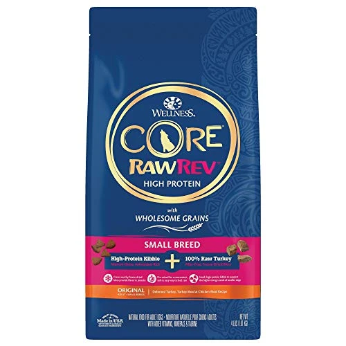 Wellness CORE RawRev Dry Small Dog Food With Wholesome Grains, Natural Ingredients, Made In USA With Real Freeze-Dried Meat (Adult, Small Breed, 4 Lbs) 1 Wellness CORE RawRev Dry Small Dog Food With Wholesome Grains, Natural Ingredients, Made In USA With Real Freeze-Dried Meat (Adult, Small Breed, 4 Lbs)