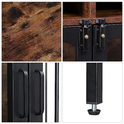 GENERIC 38.6 "Furniture Dog Cage, Metal Heavy Duty Super Sturdy Dog Cage, Dog Crate For Small/Medium Dogs, Double Door And Double Lock, With Storage And Anti-chew Features, Pet Crate Furniture, Rustic Brown -Dog Supplies Store 51fYkMWV7XL 2