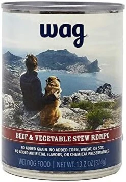 Amazon Brand - Wag Stew Canned Dog Food, Beef & Vegetable Recipe, 13.2 Oz Can (Pack Of 12) -Dog Supplies Store 51ftT EWIsL. AC