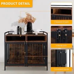 Karl Home Wooden Medium/Small Furniture Style Dog Crates With Storage And Anti-chew Features, Decorative Modern Double Doors Dog Kennel Indoor Use For Living Room, 38.6" L×23.6" W×31.5" H -Dog Supplies Store 51hAvgxzYpL