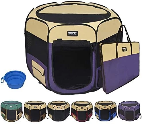 WINiPET 2-Door Folding Soft Pet Playpen (2 Year Warranty), Plus Carrying Bag And Food Grade Silicone Bowl, 10-Size And 12-Color Portable Dog Cat Playpen, Exercise Pen, Indoor & Outdoor Pet Home 6 WINiPET 2-Door Folding Soft Pet Playpen (2 Year Warranty), Plus Carrying Bag And Food Grade Silicone Bowl, 10-Size And 12-Color Portable Dog Cat Playpen, Exercise Pen, Indoor & Outdoor Pet Home - Image 6