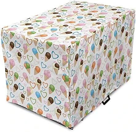 Lunarable Ice Cream Dog Crate Cover, Refreshing Summer Food With 3 Different Scoops And Colorful Hearts, Easy To Use Pet Kennel Cover For Small Dogs Puppies Kittens, 42 Inch, Multicolor 7 Lunarable Ice Cream Dog Crate Cover, Refreshing Summer Food With 3 Different Scoops And Colorful Hearts, Easy To Use Pet Kennel Cover For Small Dogs Puppies Kittens, 42 Inch, Multicolor - Image 7