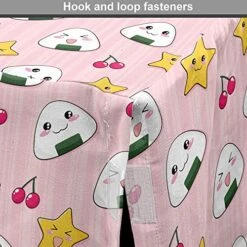 Ambesonne Anime Dog Crate Cover, Funny Pattern With Japanese Rice Balls Cherries And Stars Food Cartoon Print, Easy To Use Pet Kennel Cover For Small Dogs Puppies Kittens, 22 Inch, Blush Multicolor -Dog Supplies Store 51i6XXq3o4L