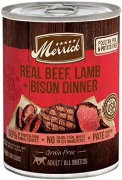 Merrick Grain Free Wet Dog Food Real Beef, Lamb & Bison Recipe - 12.7 Ounce (Pack Of 12) (Packaging May Vary) -Dog Supplies Store 51iA7I8kouL. AC