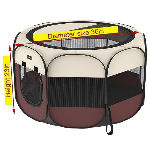 Hepeeng Portable Foldable Pet Playpen And Puppy Playpen Pet Tent With Carrying Case Collapsible Travel Bowl Indoor/Outdoor Use With Water Resistant And Removable Shade Cover 4 Hepeeng Portable Foldable Pet Playpen And Puppy Playpen Pet Tent With Carrying Case Collapsible Travel Bowl Indoor/Outdoor Use With Water Resistant And Removable Shade Cover - Image 4