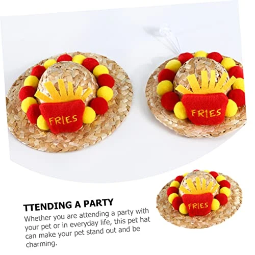 5pcs Cat Dog Straw Hat Trendy Hats Summer Clothing Dresses Trendy Pet Costume Hat Pet Cosplay Costume Small Animals Hat Hats For Dog Wear-Resistant Pet Hat Delicate Cat Hat Food 4 5pcs Cat Dog Straw Hat Trendy Hats Summer Clothing Dresses Trendy Pet Costume Hat Pet Cosplay Costume Small Animals Hat Hats For Dog Wear-Resistant Pet Hat Delicate Cat Hat Food - Image 4