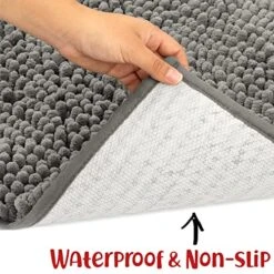 DogBuddy Dog Door Mat, Ultra Absorbent Dog Mat, Waterproof Dog Bowl Mat, Washable Rugs For Pets, Door Mats For Entry, Back Door, Mud Room, Garage, Floor, Puppy Supplies (Medium, Shadow) -Dog Supplies Store 51jo52NrHTL