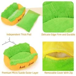 Hot Dog Design Pet Dog Bed,Soft Removable And Washable Pet Mat Dog House Dot Small Pet Animal Small Dog Bed -Dog Supplies Store 51jvCKfNijL