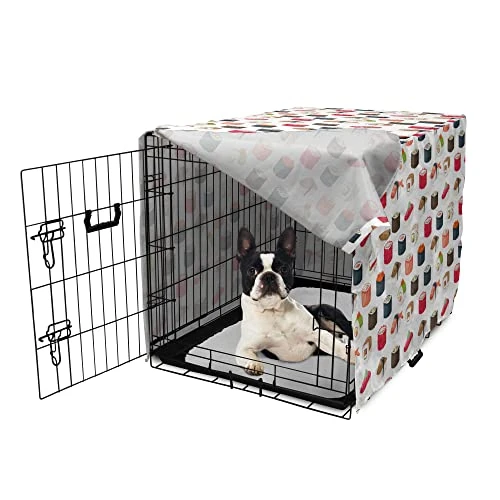 Ambesonne Sushi Dog Crate Cover, Yummy Sushi Rolls Japanese Maki And Nigiri Food Rice And Tuna Traditional Meal, Easy To Use Pet Kennel Cover For Small Dogs Puppies Kittens, 22 Inch, Dark Grey Blush 3 Ambesonne Sushi Dog Crate Cover, Yummy Sushi Rolls Japanese Maki And Nigiri Food Rice And Tuna Traditional Meal, Easy To Use Pet Kennel Cover For Small Dogs Puppies Kittens, 22 Inch, Dark Grey Blush - Image 3