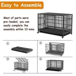 Tuanlove 48" Dog Crate Heavy Duty Indestructible Dog Crate, High Anxiety Dog Crate With Lockable Wheels Double Doors & Locks Design, Removable Tray Design, Upgraded (Silver) 16 Tuanlove 48" Dog Crate Heavy Duty Indestructible Dog Crate, High Anxiety Dog Crate With Lockable Wheels Double Doors & Locks Design, Removable Tray Design, Upgraded (Silver) -Dog Supplies Store 51k6UoczysL