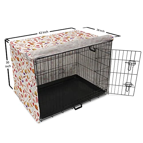 Lunarable BBQ Party Dog Crate Cover, Grilling Themed Food Elements Hamburger Hotdog Steak And Sausage Pattern Cooking, Easy To Use Pet Kennel Cover For Small Dogs Puppies Kittens, 42 Inch, Multicolor 5 Lunarable BBQ Party Dog Crate Cover, Grilling Themed Food Elements Hamburger Hotdog Steak And Sausage Pattern Cooking, Easy To Use Pet Kennel Cover For Small Dogs Puppies Kittens, 42 Inch, Multicolor - Image 5