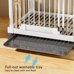 GENERIC Pet Crate Furniture For Small Dogs- Furniture Dog Crate Wooden Dog Crate Dog Crate Terminal Table - Coffee Table Dog Crate With Tray, Universal Wheels (M(28''L X 22''W X 24''H),White) -Dog Supplies Store 51kROfL0QiL