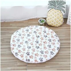 UNOVAP Soft Pet Dog Mat Cotton Paws Footprints Washable Round Pet Blanket Double-Sided Warm Sleeping Bed (Color : Coffee, Size : Diameter 50cm) -Dog Supplies Store 51l3NCwWOvL. AC 1
