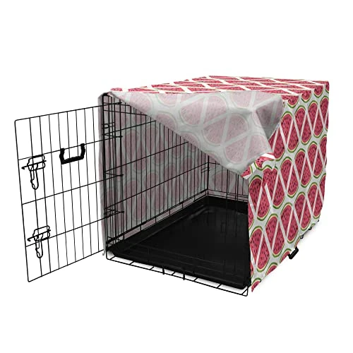 Ambesonne Watermelon Dog Crate Cover, Exotic Fruit Pattern Simplistic Vegetarian Food, Easy To Use Pet Kennel Cover For Small Dogs Puppies Kittens, 22 Inch, Coral Green 3 Ambesonne Watermelon Dog Crate Cover, Exotic Fruit Pattern Simplistic Vegetarian Food, Easy To Use Pet Kennel Cover For Small Dogs Puppies Kittens, 22 Inch, Coral Green - Image 3