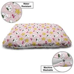 Ambesonne Japan Pet Bed, Japanese Foods Rice Ball Cherries Kawaii Anime Pattern Design, Chew Resistant Pad For Dogs And Cats Cushion With Removable Cover, 24" X 39", Pink -Dog Supplies Store 51lnkyLfeBL