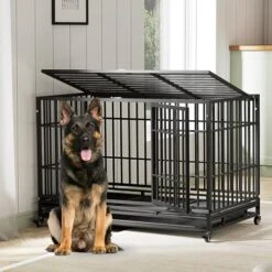 Tuanlove 48" Dog Crate Heavy Duty Indestructible Dog Crate, High Anxiety Dog Crate With Lockable Wheels Double Doors & Locks Design, Removable Tray Design, Upgraded (Silver) 21 Tuanlove 48" Dog Crate Heavy Duty Indestructible Dog Crate, High Anxiety Dog Crate With Lockable Wheels Double Doors & Locks Design, Removable Tray Design, Upgraded (Silver) -Dog Supplies Store 51ltR7vwsL. AC